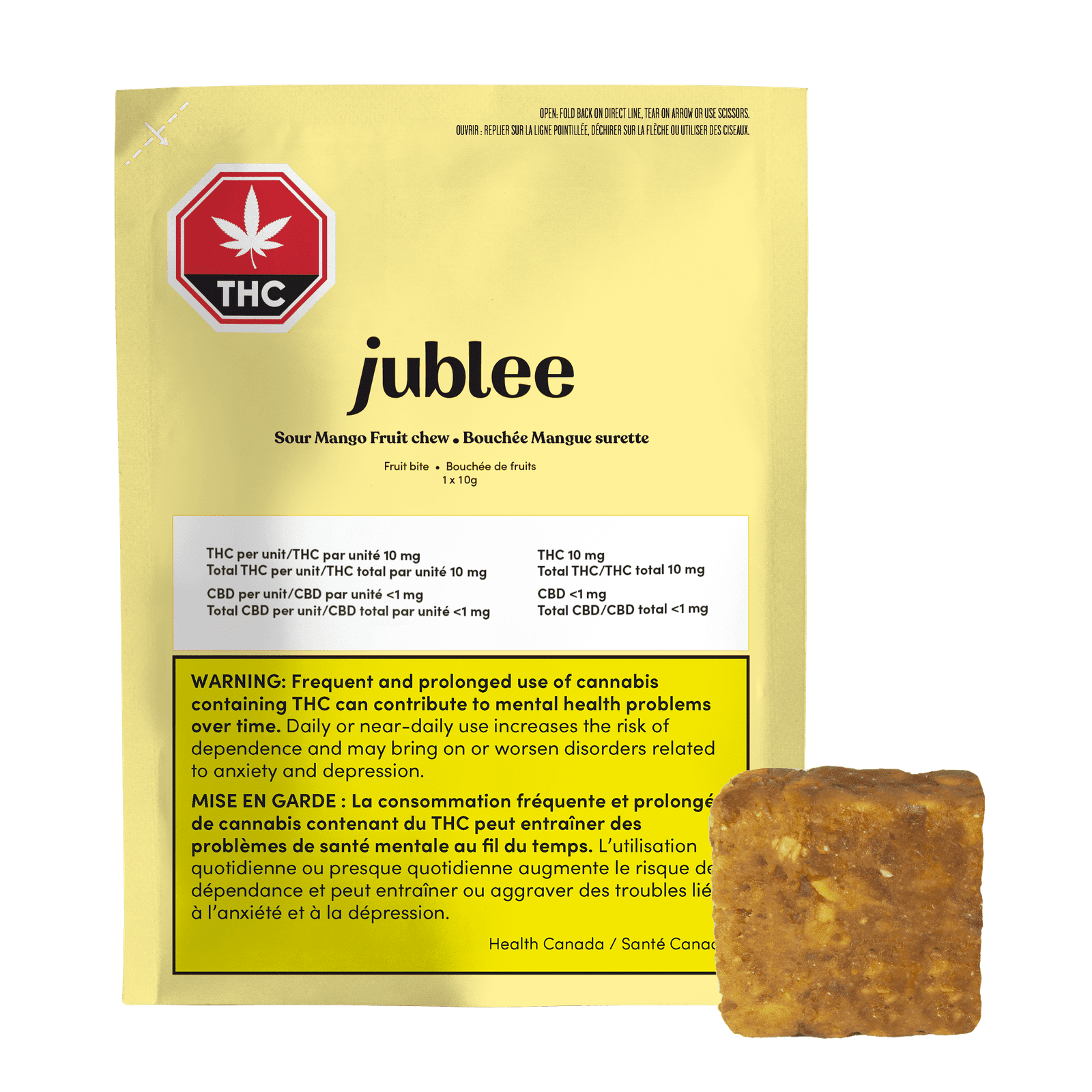 JUBLEE<BR>Sour Mango Fruit<BR>10:10 Chew 10g - Image 2